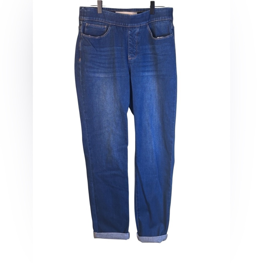 Soft Surroundings Ultimate Pull On Relaxed Straight Blue Jeans Size Small